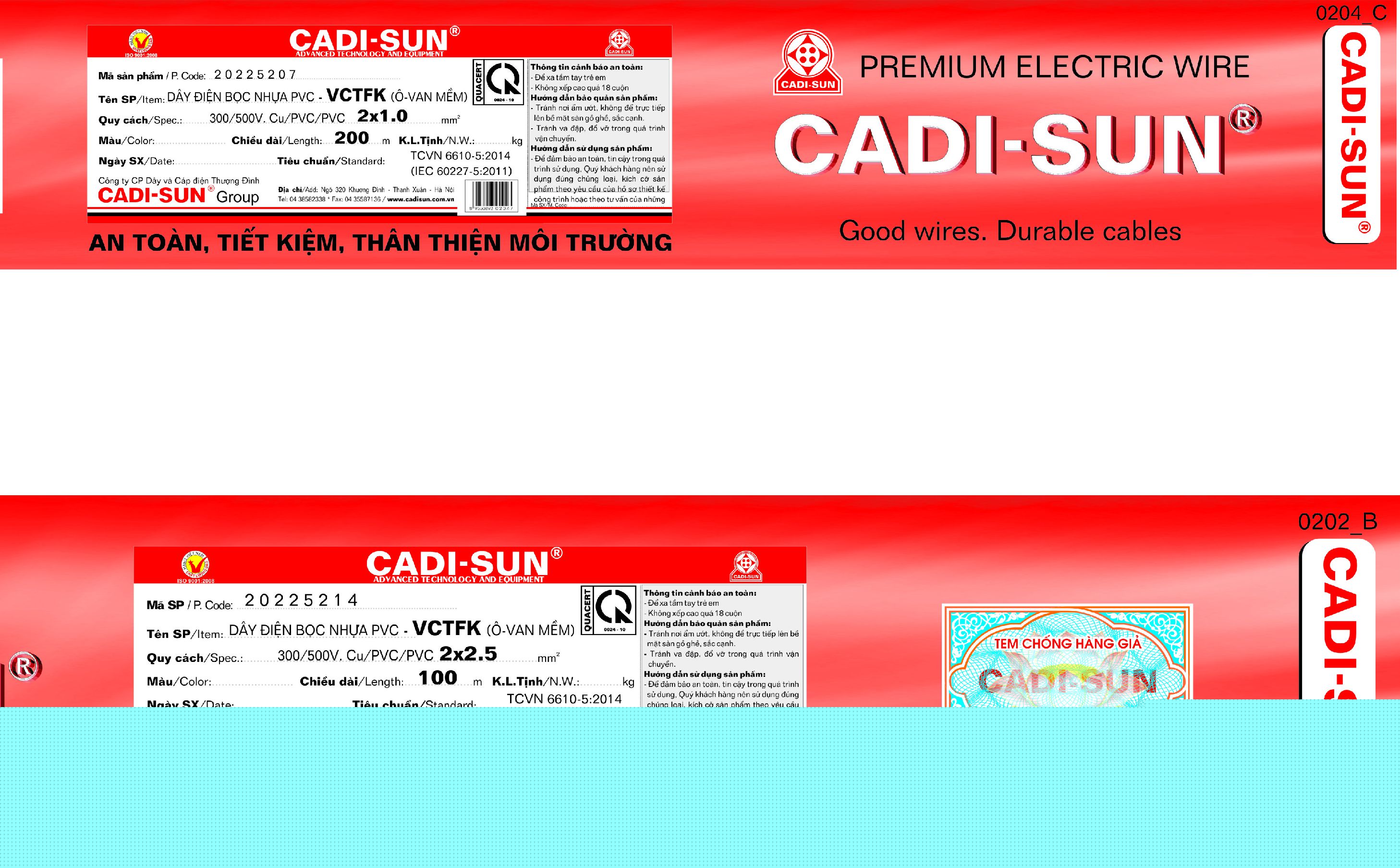 Báo bì đóng gói dây điện Cadisun 