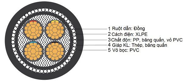 Cấu trúc cáp CXV Thịnh Phát