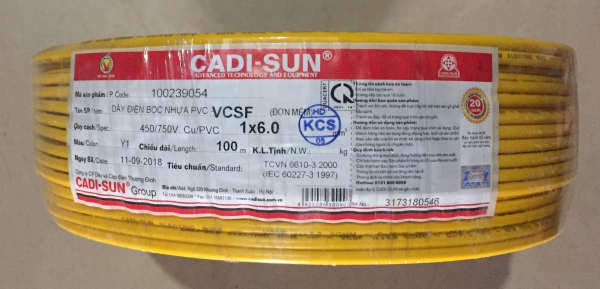 Dây điện Cadisun 1x4mm2 chính hãng