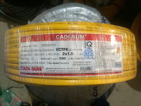 Dây điện Cadisun 2x1.5 dây ovan