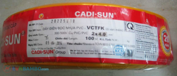 Dây điện ô – van mềm VCTDK 2x4mm2