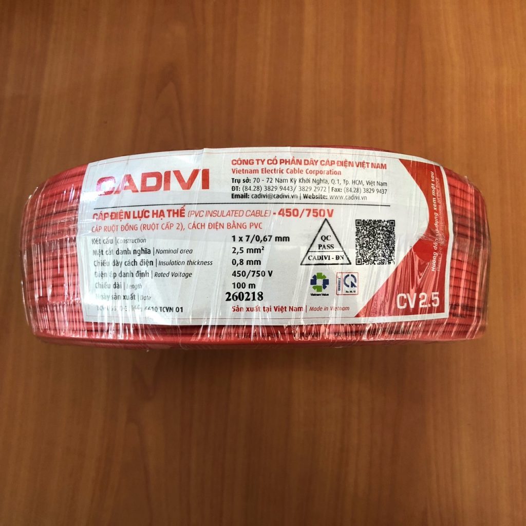 Dây điện Cadivi CV 2.5 dây đơn