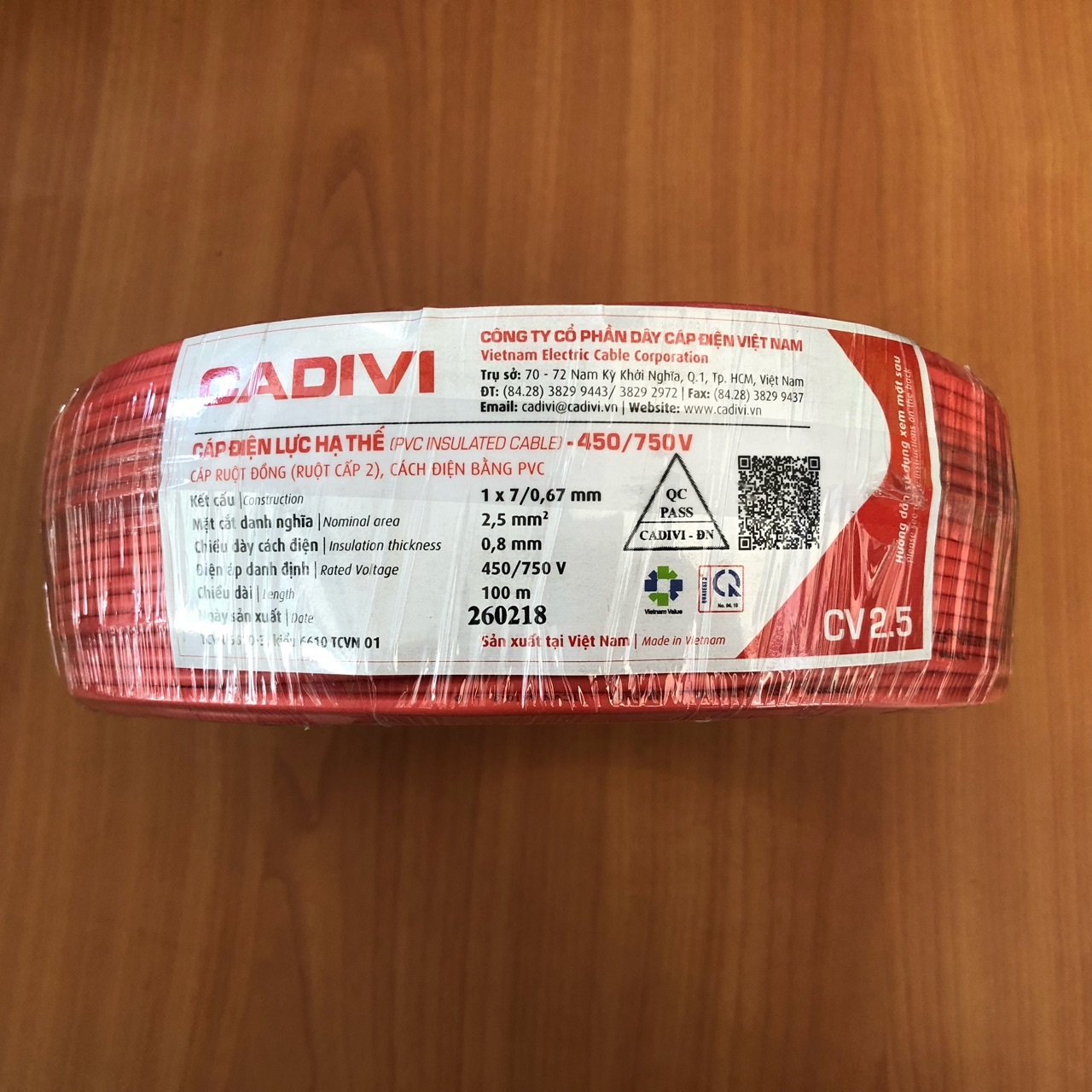 Dây điện Cadivi CV 2.5 dây đơn
