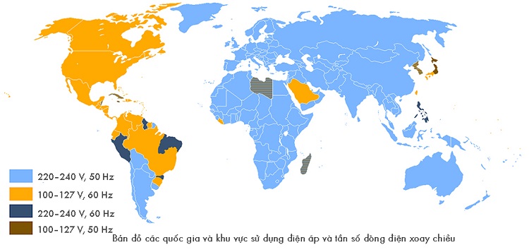 điện áp và tần số dòng điện các quốc gia