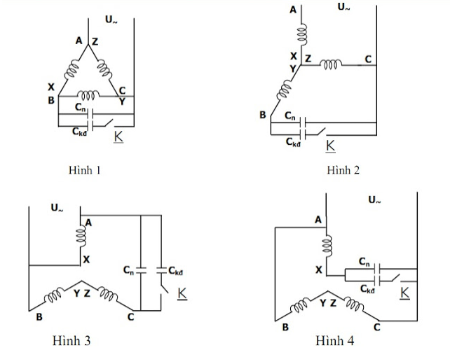Sơ đồ nguyên lý chuyển đổi đấu motor 3 pha thành 1 pha